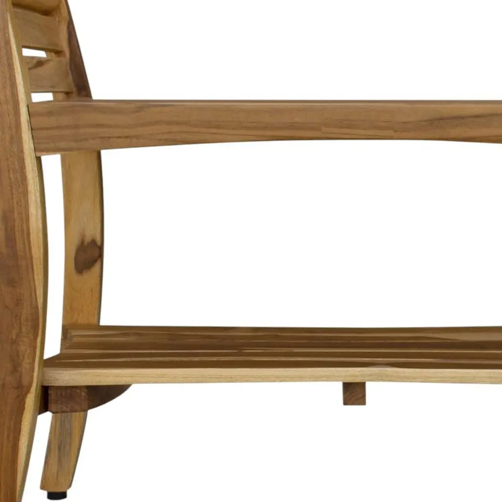 Rectangular Teak Shower Bench With Shelf And Handles In Naturalfinish Homeroots Bed & Bath