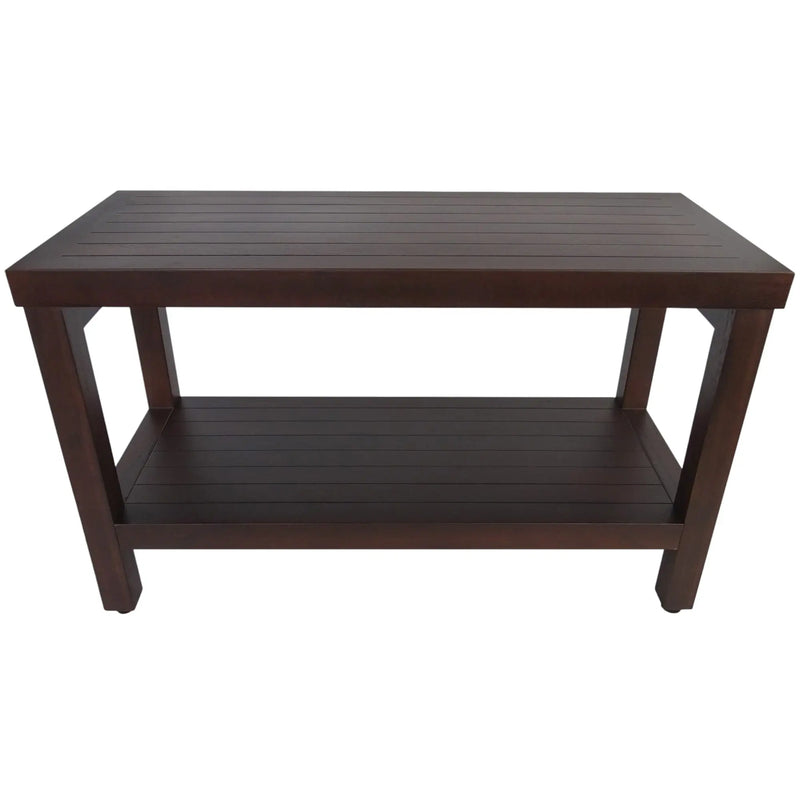 Rectangular Teak Shower Stool Or Bench With Shelf In Brown Finish Homeroots Bed & Bath