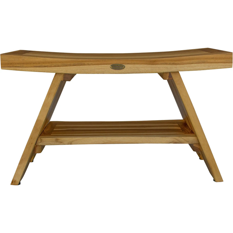 Rectangular Teak Shower Stool Or Bench With Shelf In Natural Finish Homeroots Bed & Bath