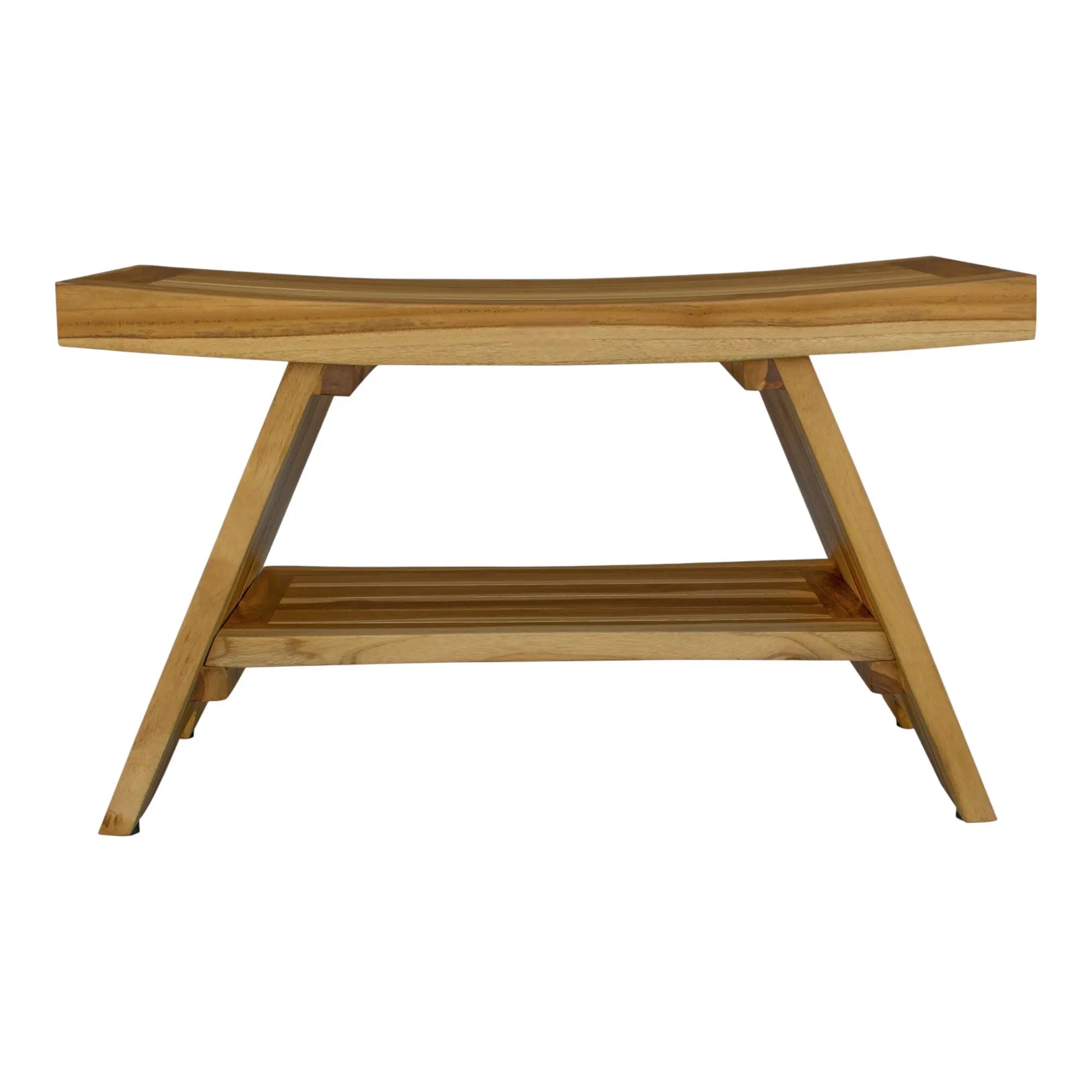 Rectangular Teak Shower Stool Or Bench With Shelf In Natural Finish Homeroots Bed & Bath