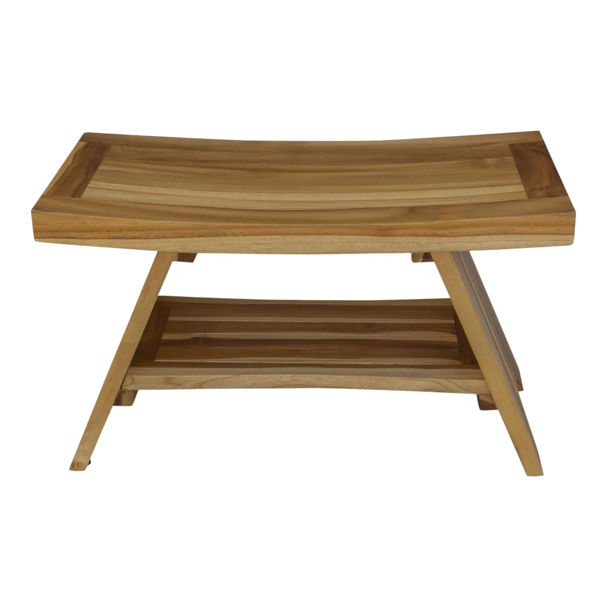 Rectangular Teak Shower Stool Or Bench With Shelf In Natural Finish Homeroots Bed & Bath