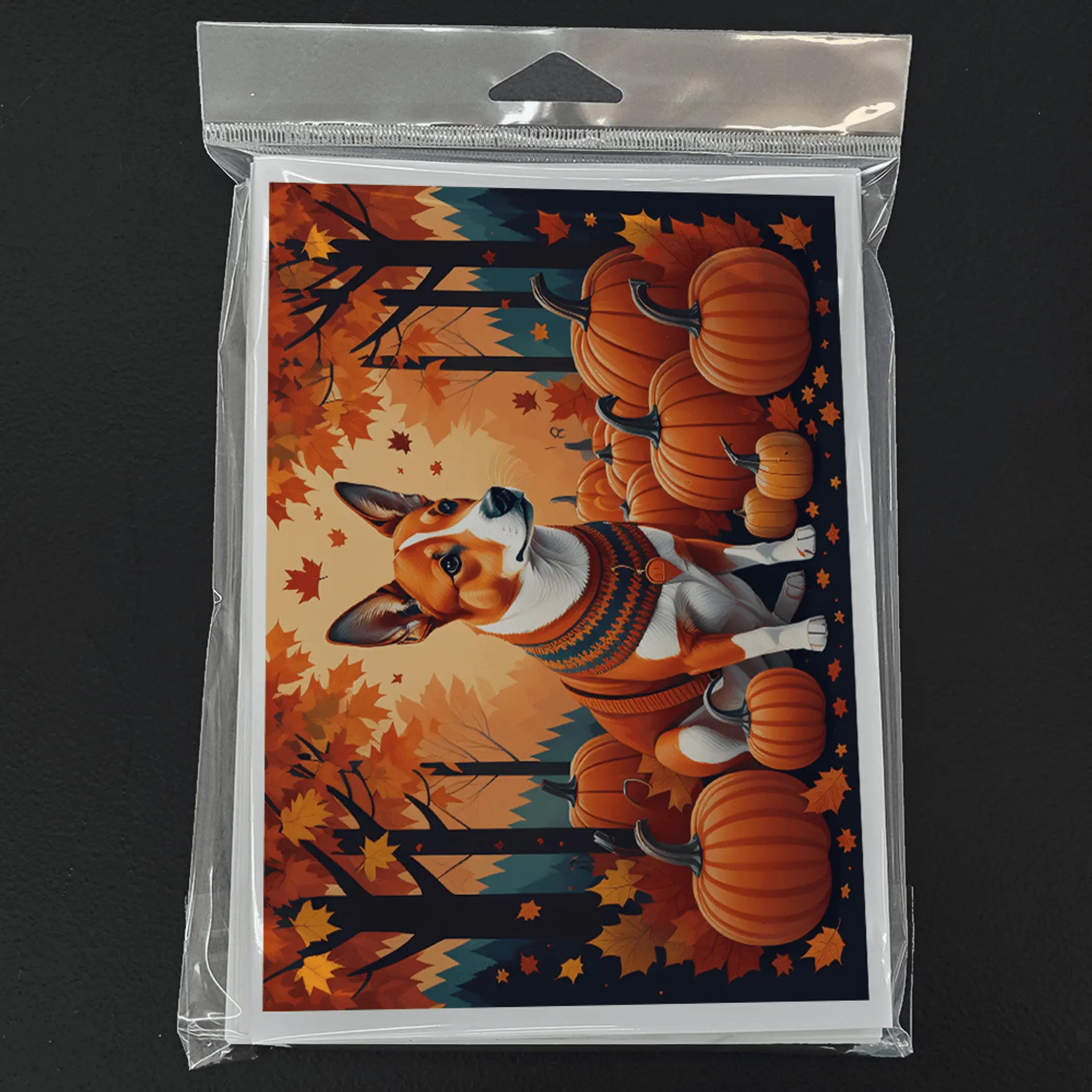 Red Basenji Fall Greeting Cards Pack of 8 Caroline's Treasures
