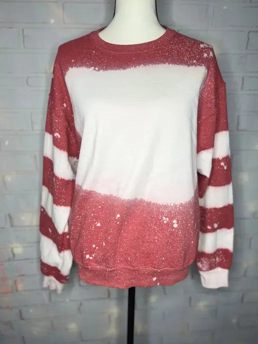 Red Bleached Sweatshirt with Bleached Sleeve The Blended Owl