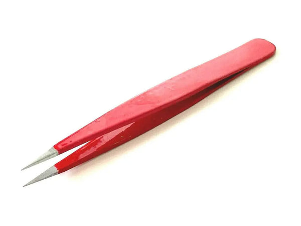 Red Color Eyebrow Multi Purpose Tweezers Pointed Tip Stainless Steel Hashir Products
