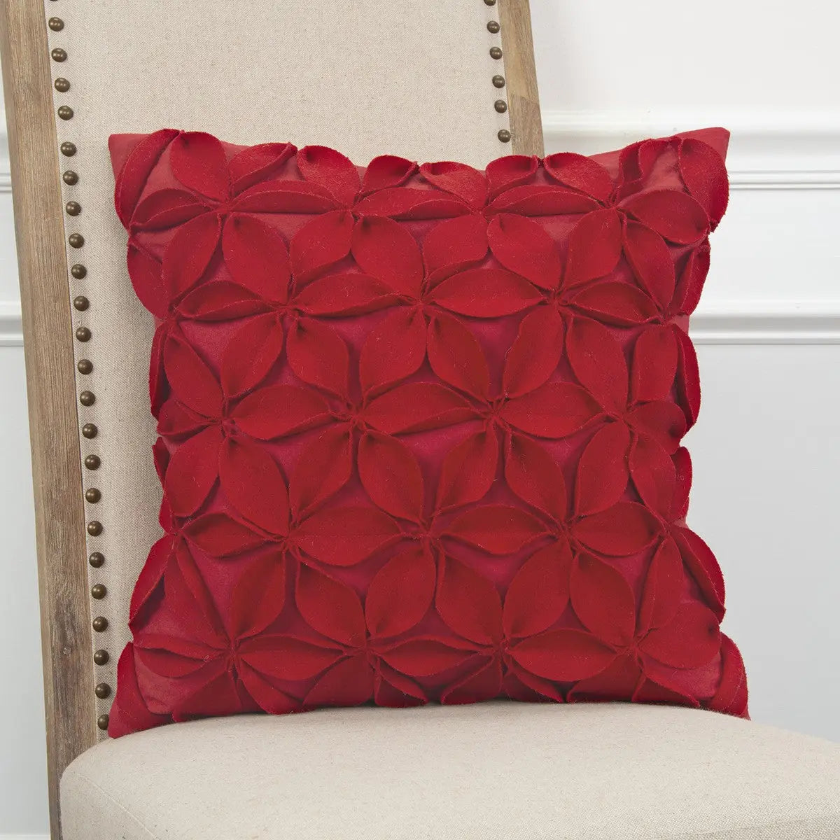 Red Pinwheel Floral Petal Down Throw Pillow Homeroots Home Decor