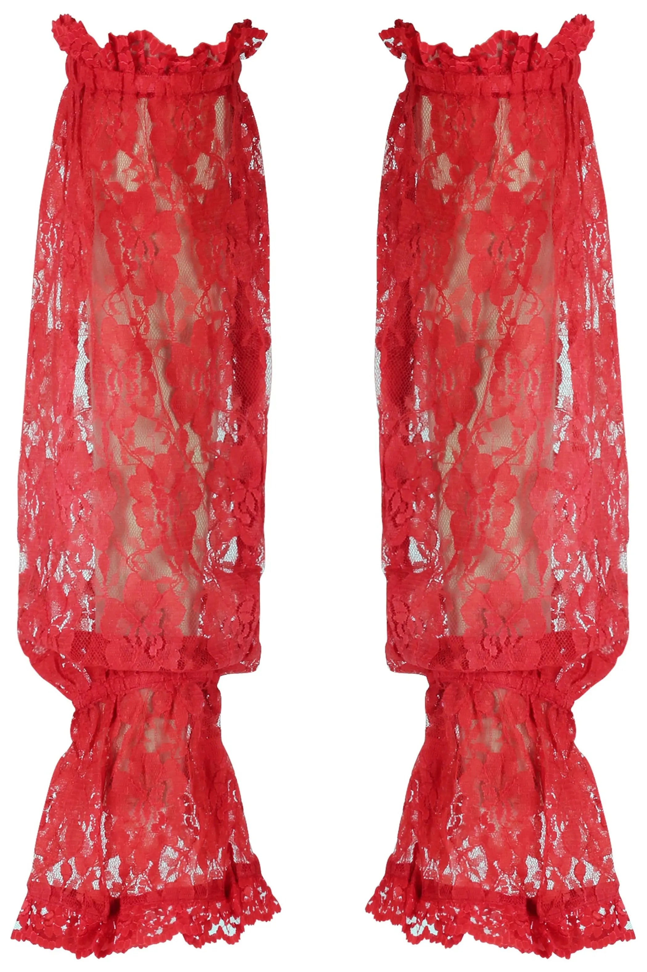 Red Sheer Lace Smocked Sleeves Daisy Corsets