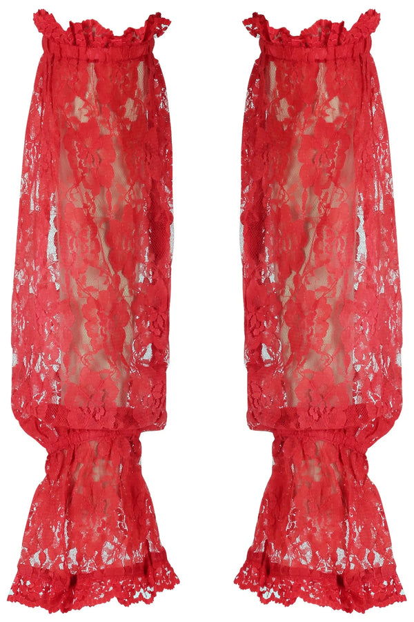 Red Sheer Lace Smocked Sleeves Daisy Corsets
