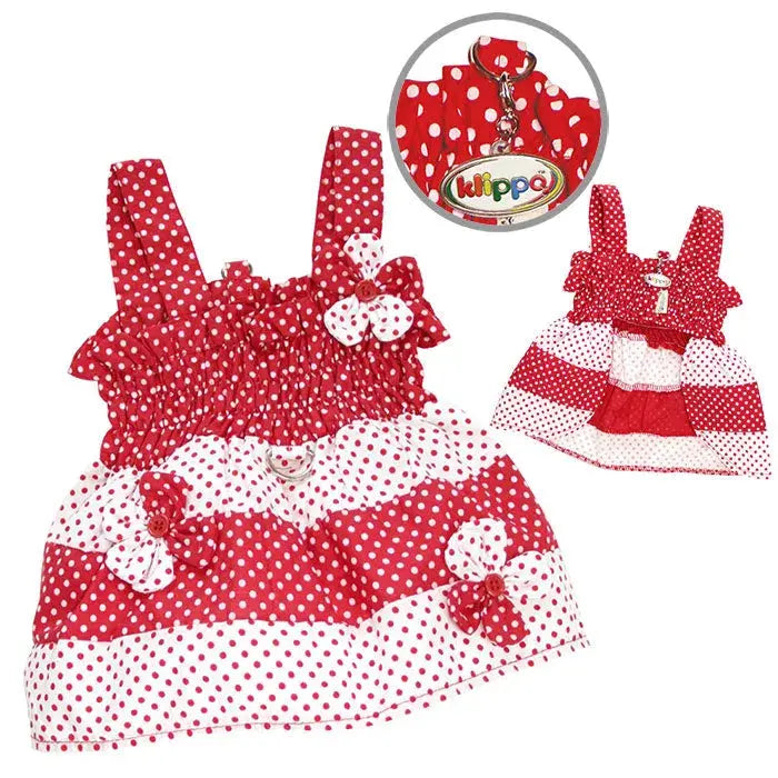 Red & White Polka Dots Sundress with Contrasting Flowers Klippo