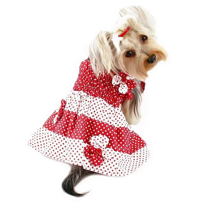 Red & White Polka Dots Sundress with Contrasting Flowers Klippo