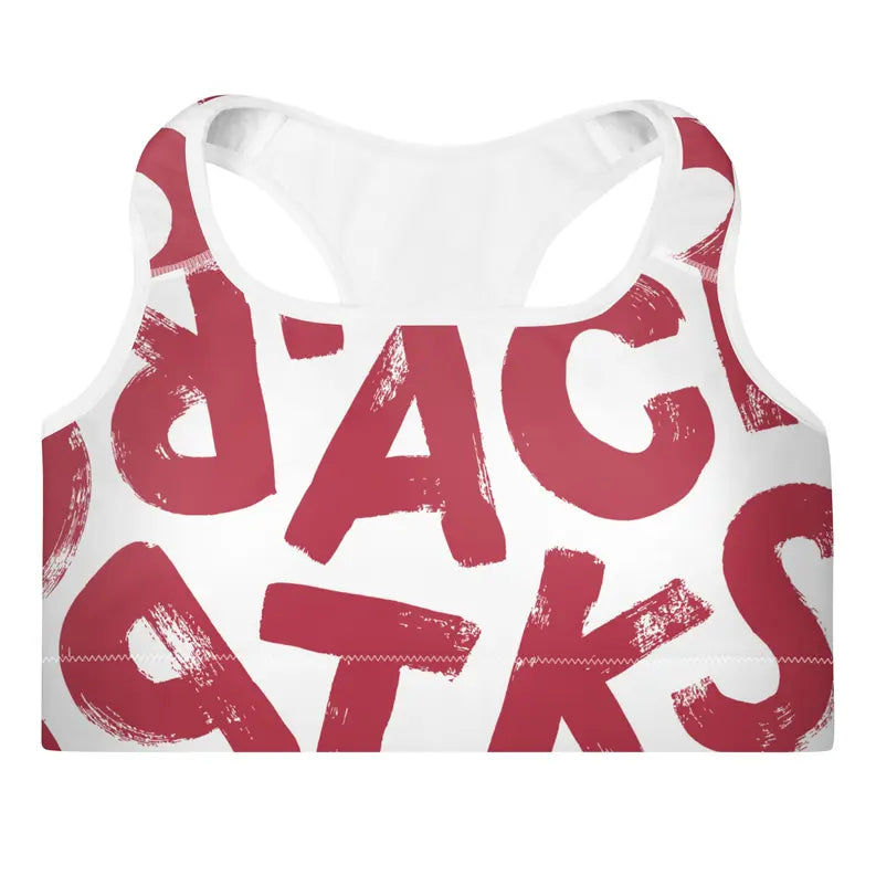Red and White Pattern Women's Work Out Bra Adirelounge