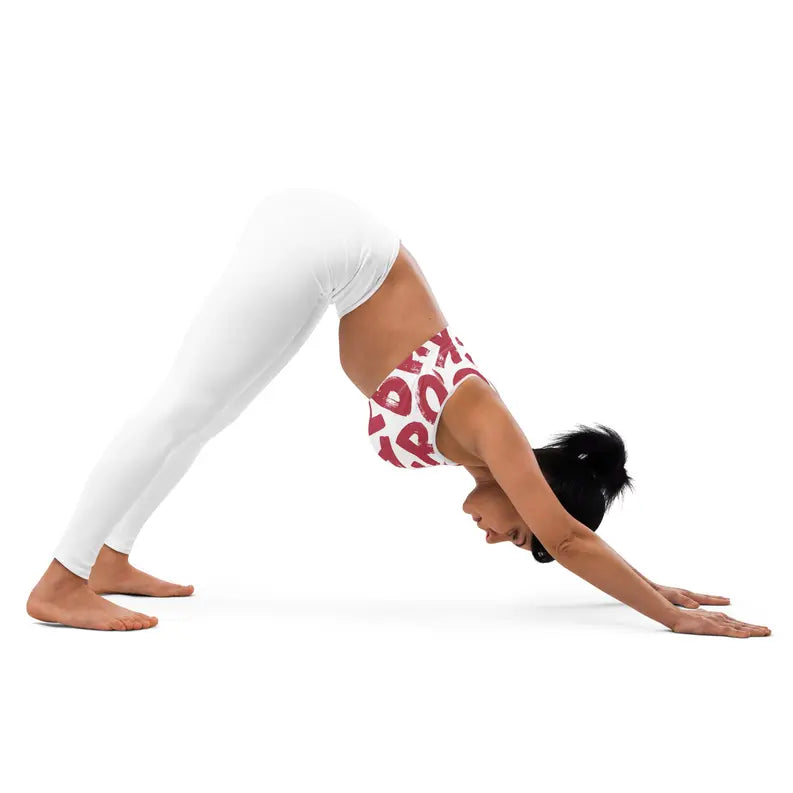 Red and White Pattern Women's Work Out Bra Adirelounge