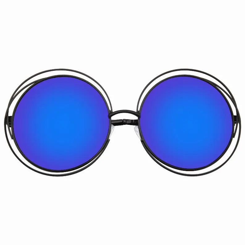 Retro Indie Dual Metal Oversize Round Mirrored Lens Sunglasses Sunglass Memphis
