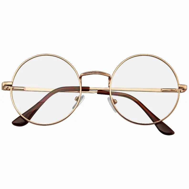Retro Vintage Classic Metal Clear Lens Round Hippie Glasses with  Case Sunglass Memphis