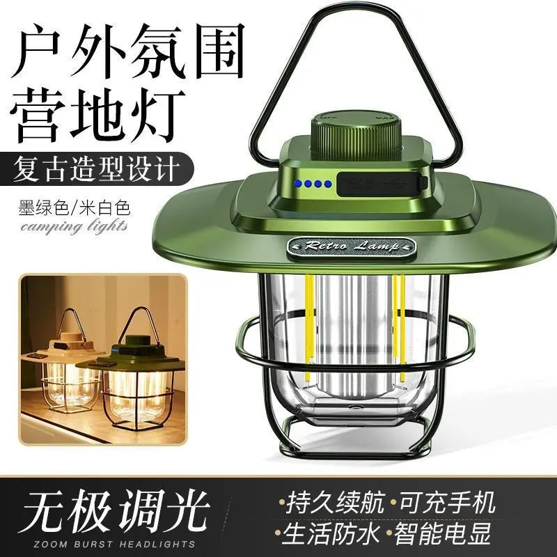 Retro camping light LED ceiling light tent light horse light strong light portable charging portable light multifunctional camping light GreatEagleInc