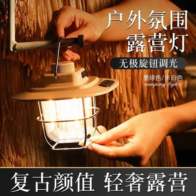Retro camping light LED ceiling light tent light horse light strong light portable charging portable light multifunctional camping light GreatEagleInc