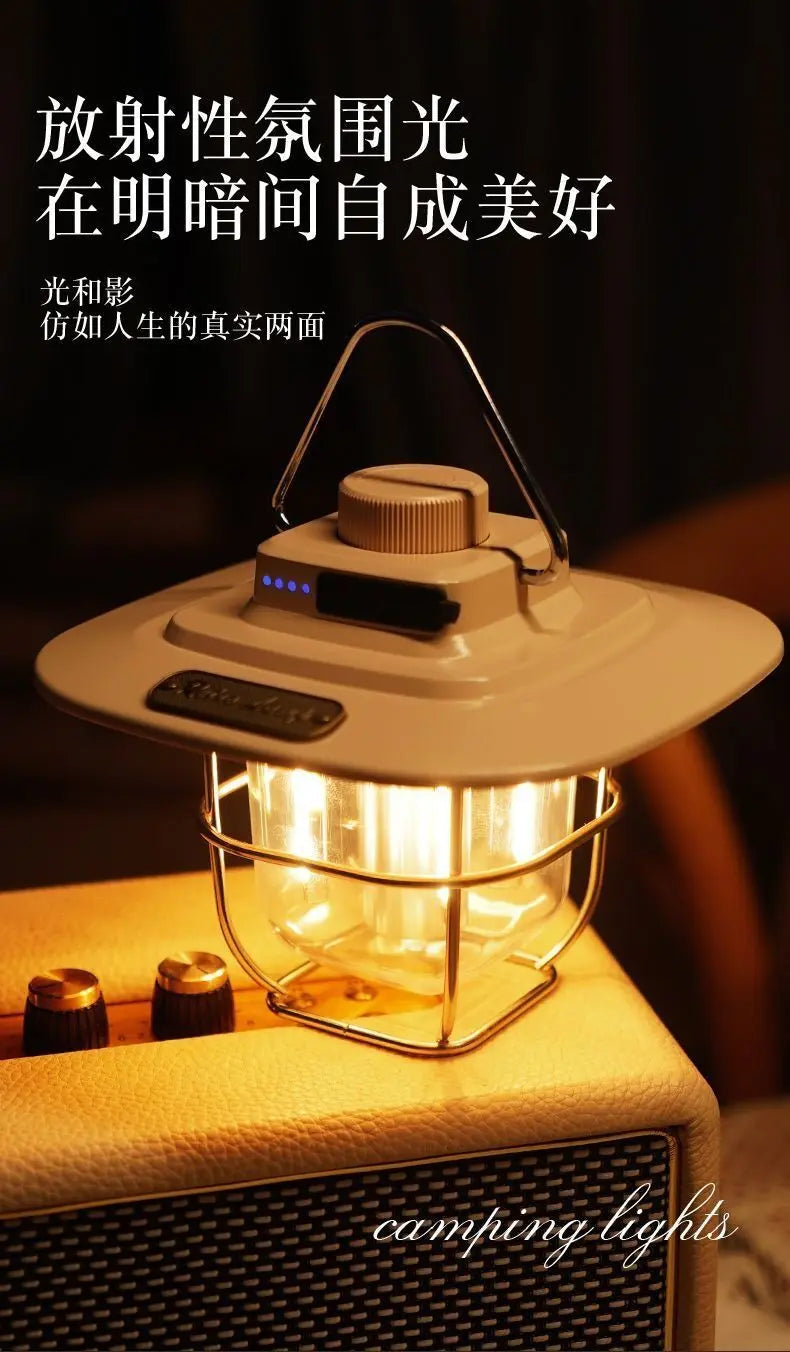 Retro camping light LED ceiling light tent light horse light strong light portable charging portable light multifunctional camping light GreatEagleInc