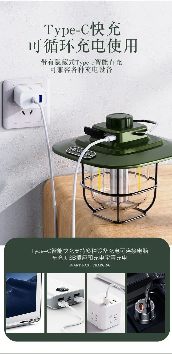 Retro camping light LED ceiling light tent light horse light strong light portable charging portable light multifunctional camping light GreatEagleInc