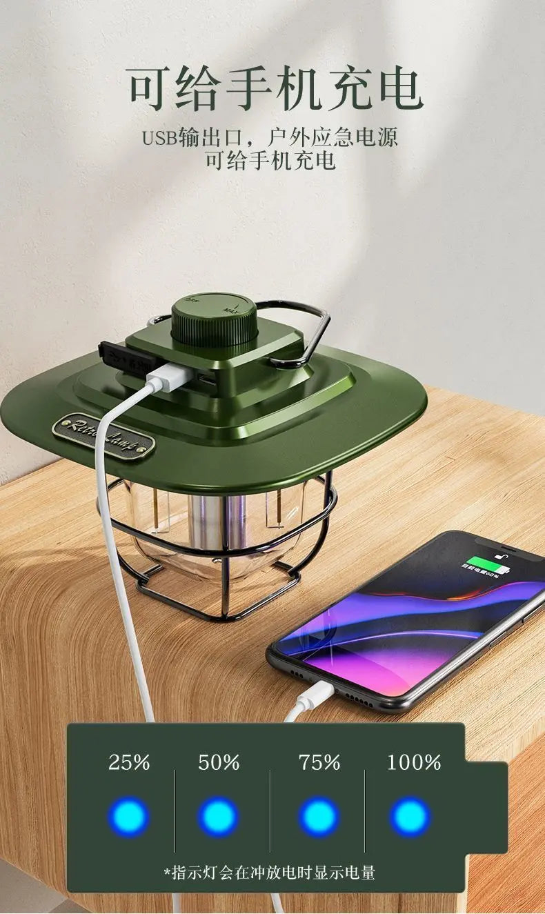Retro camping light LED ceiling light tent light horse light strong light portable charging portable light multifunctional camping light GreatEagleInc