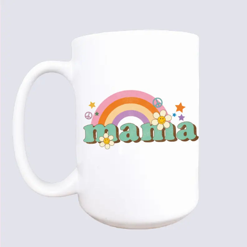 Retro rainbow mama ceramic coffee mug Mug & Mini
