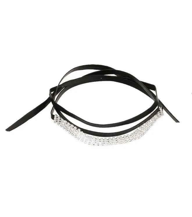Rhinestone Ribbon Leatherette Pet Necklace Bark Fifth Avenue
