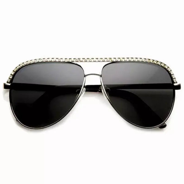 Rhinestones Womens Aviator Metal Sunglasses Stunner Fashion Celebrity Bling Sunglass Memphis