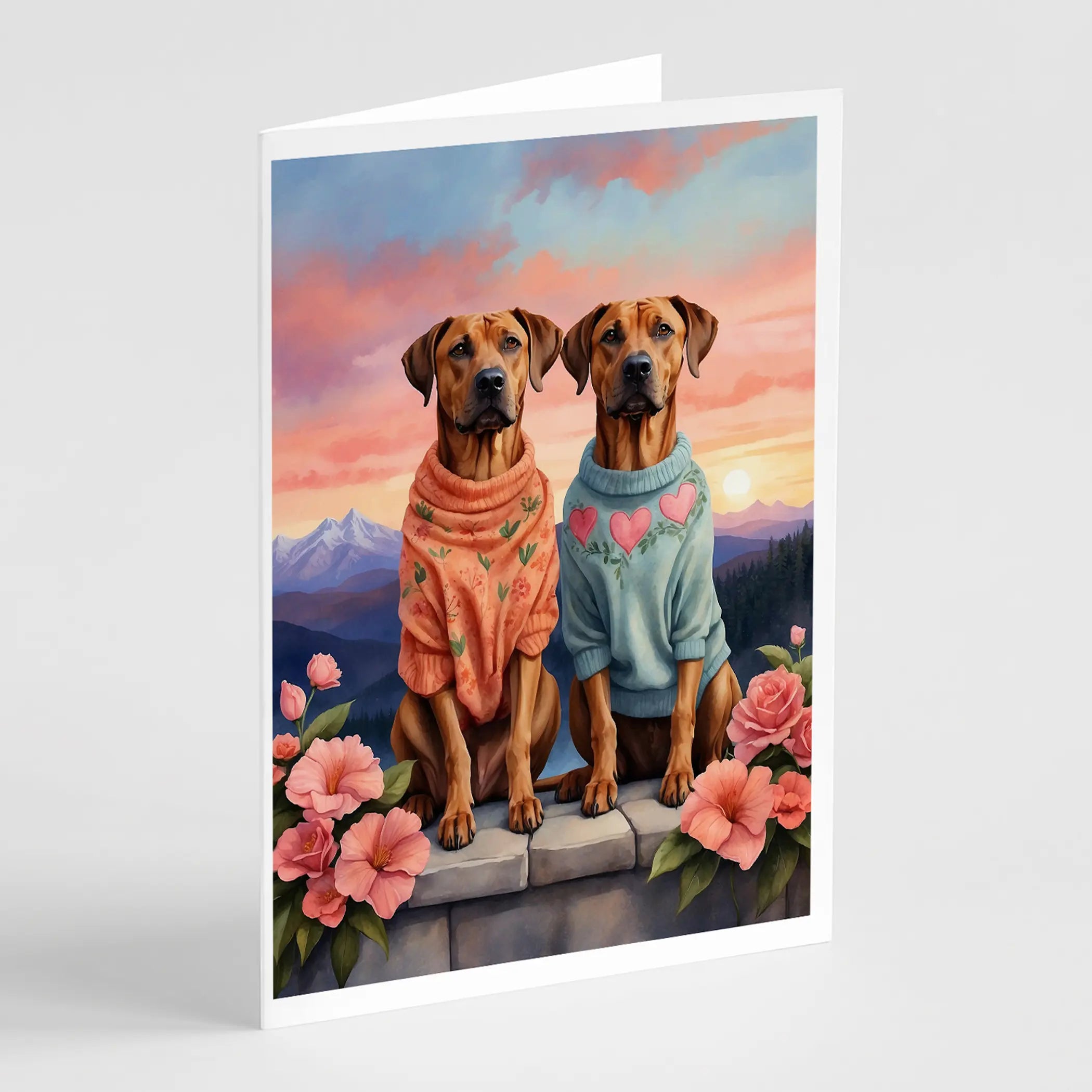 Rhodesian Ridgeback Two Hearts Greeting Cards Pack of 8 Caroline's Treasures