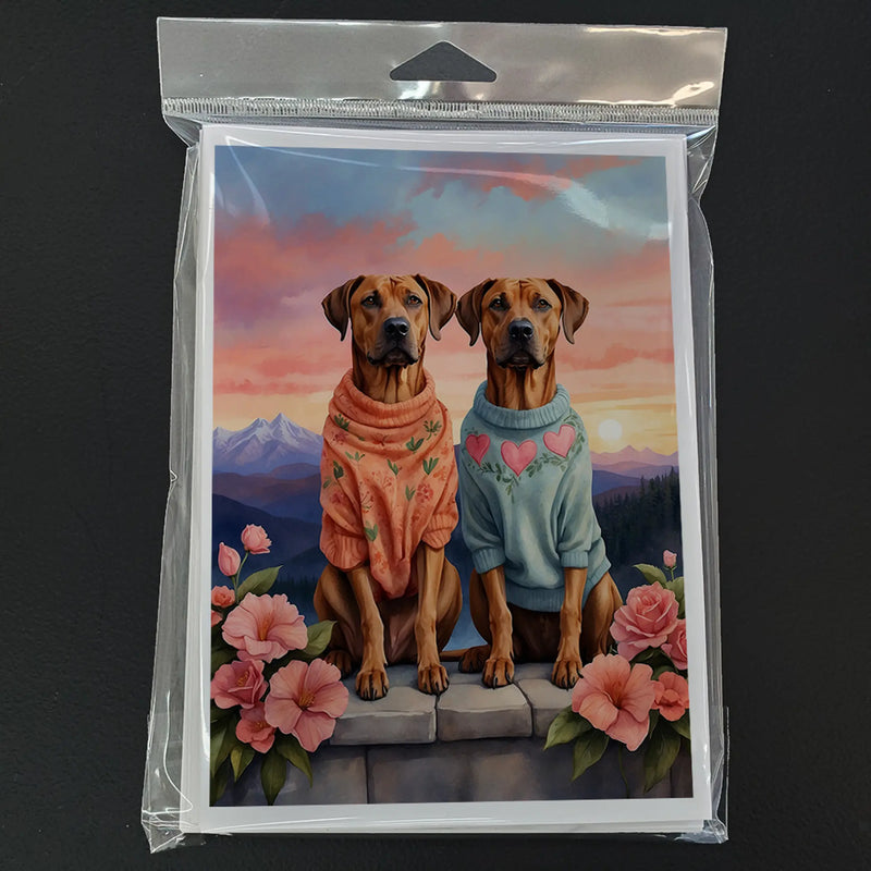 Rhodesian Ridgeback Two Hearts Greeting Cards Pack of 8 Caroline's Treasures