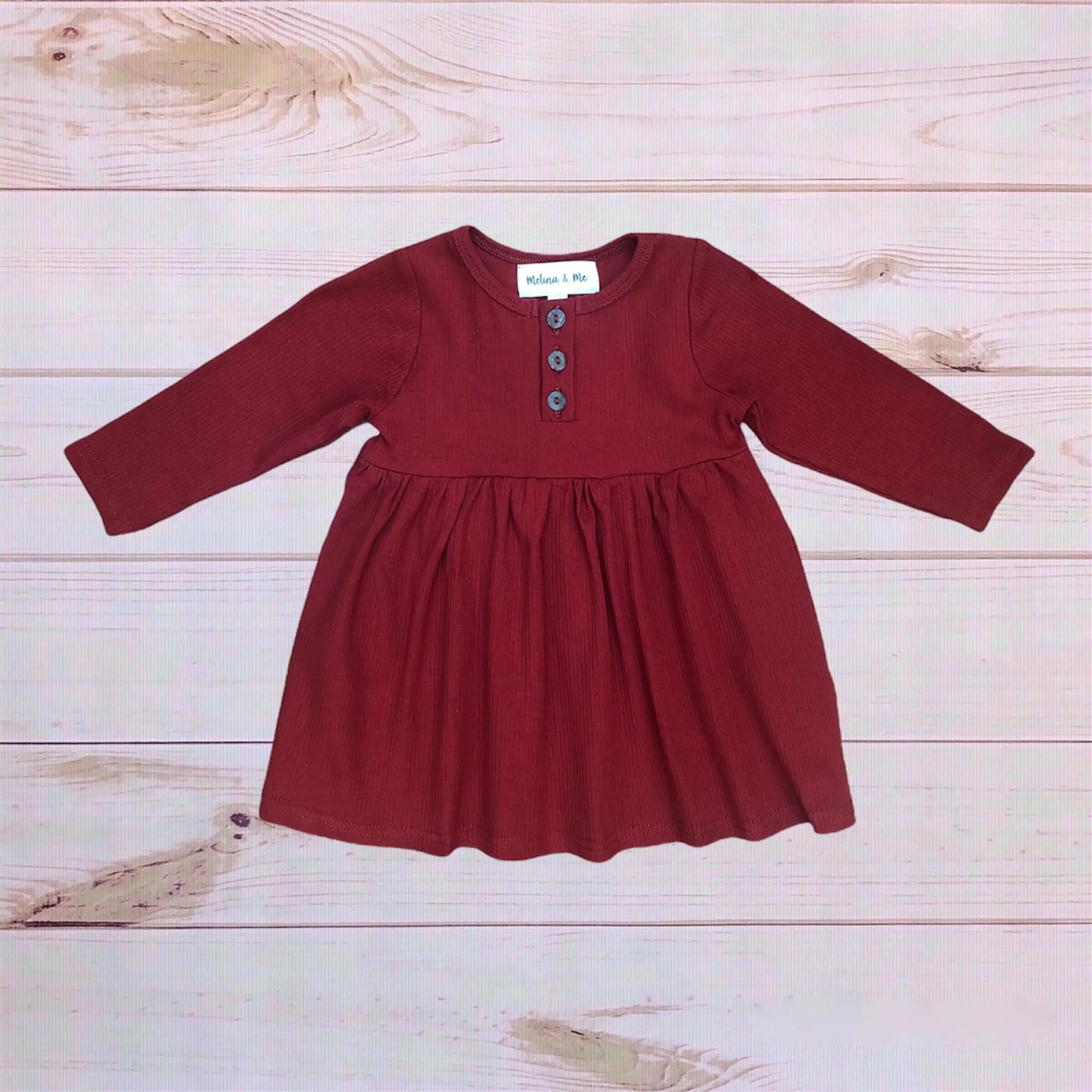 Ribbed Long Sleeve Dress (Winterberry) Melina & Me