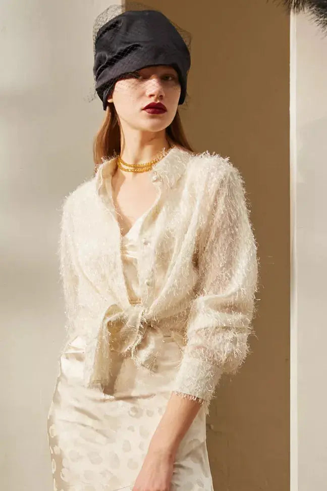 Rimless | Ivory White Tassel Shirt Fangyan