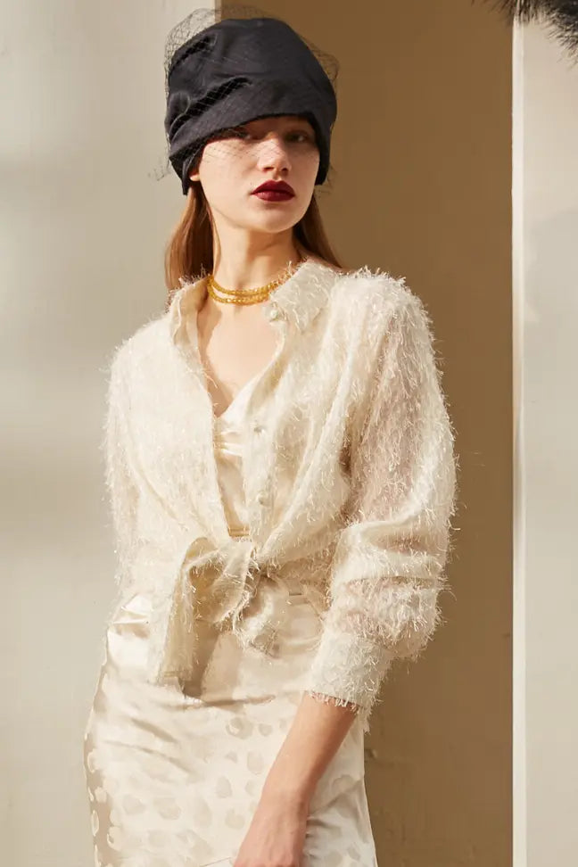 Rimless | Ivory White Tassel Shirt Fangyan
