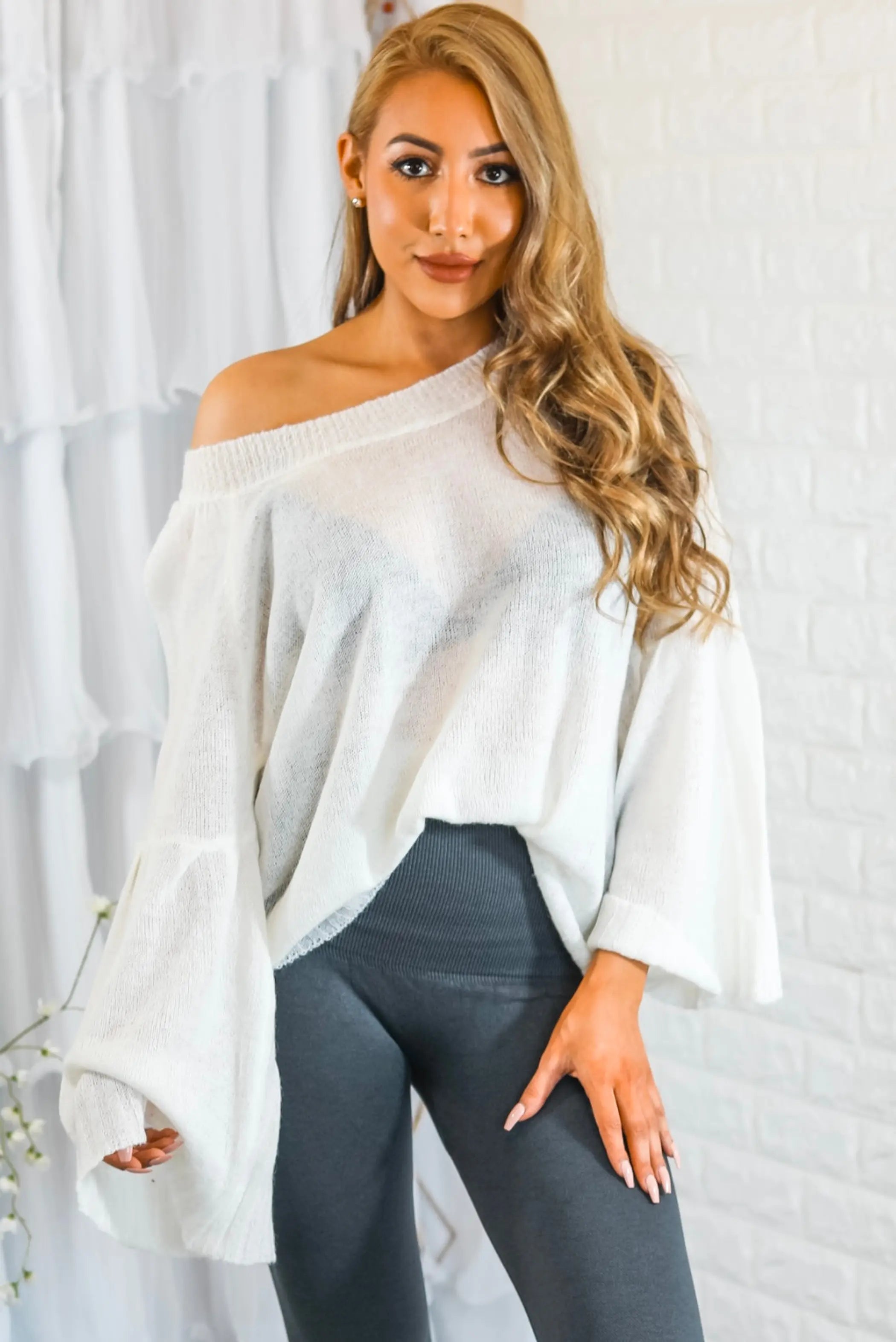 Ring the Bell Sleeves Sheer Sweater SurelyMine