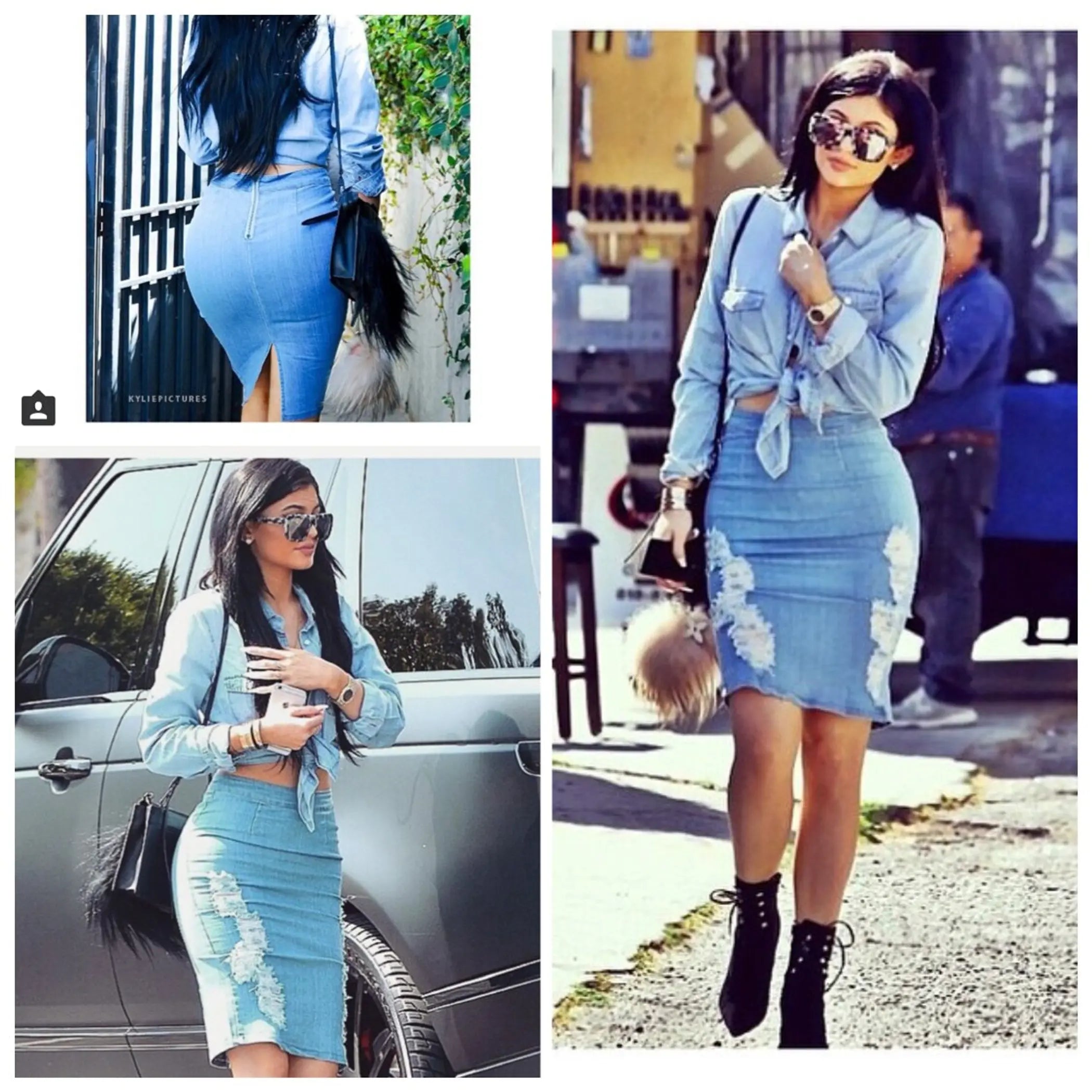 Ripped Denim High Waisted Midi Skirt SurelyMine