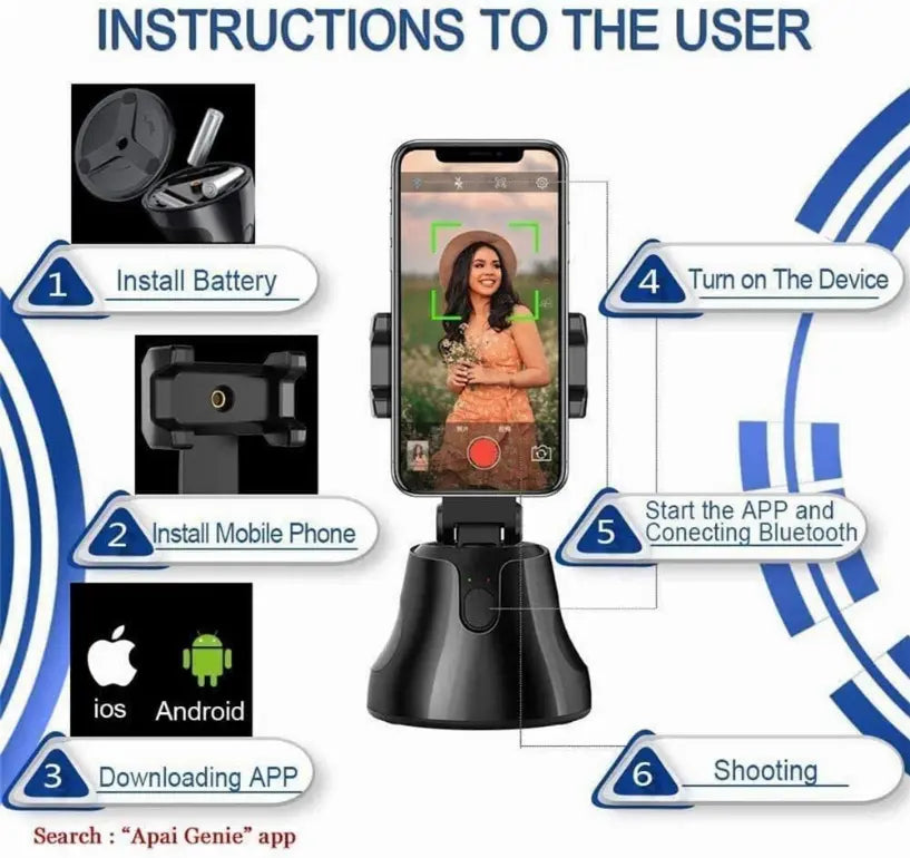Robo 360 Rotation Smart AI Gimbal Live Video Record And Object Motion Tracking Vista Shops