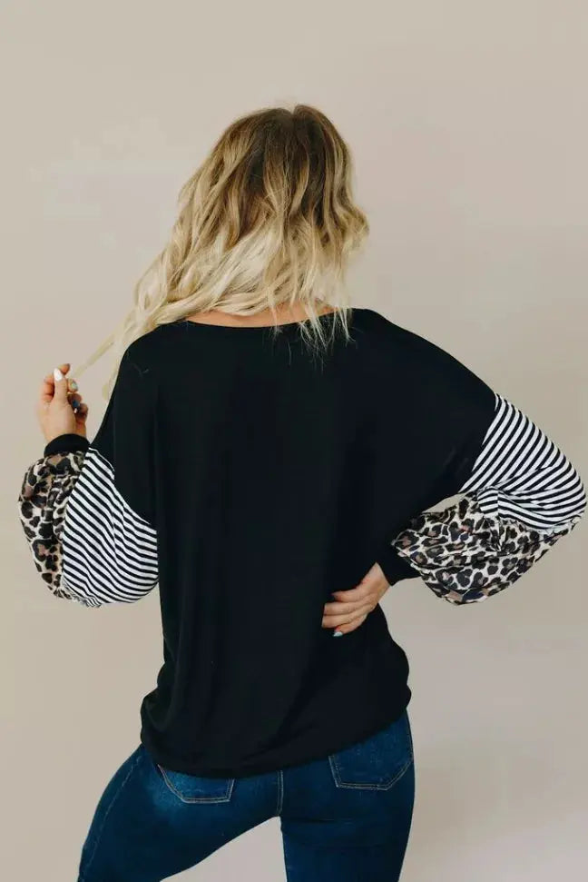 Rock Hard Leopard Stripe Top Stay Warm in Style