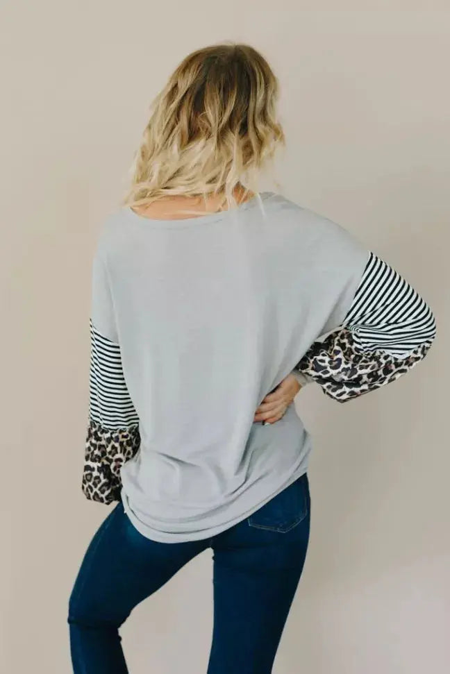 Rock Hard Leopard Stripe Top Stay Warm in Style