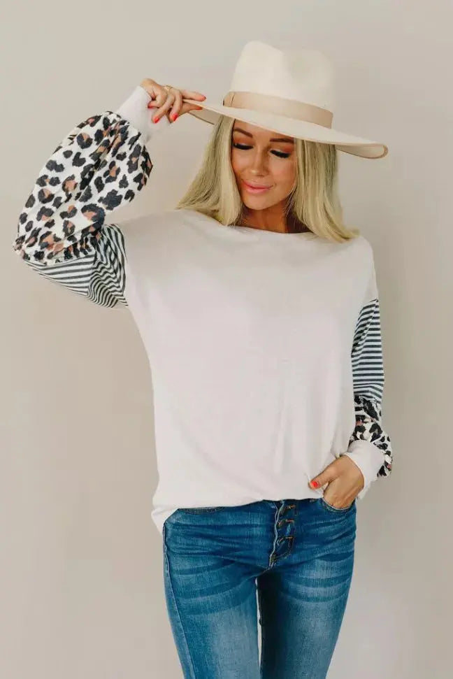 Rock Hard Leopard Stripe Top Stay Warm in Style