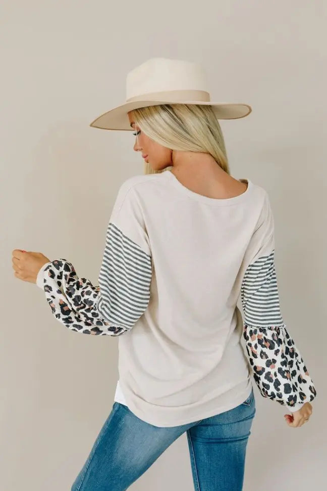 Rock Hard Leopard Stripe Top Stay Warm in Style