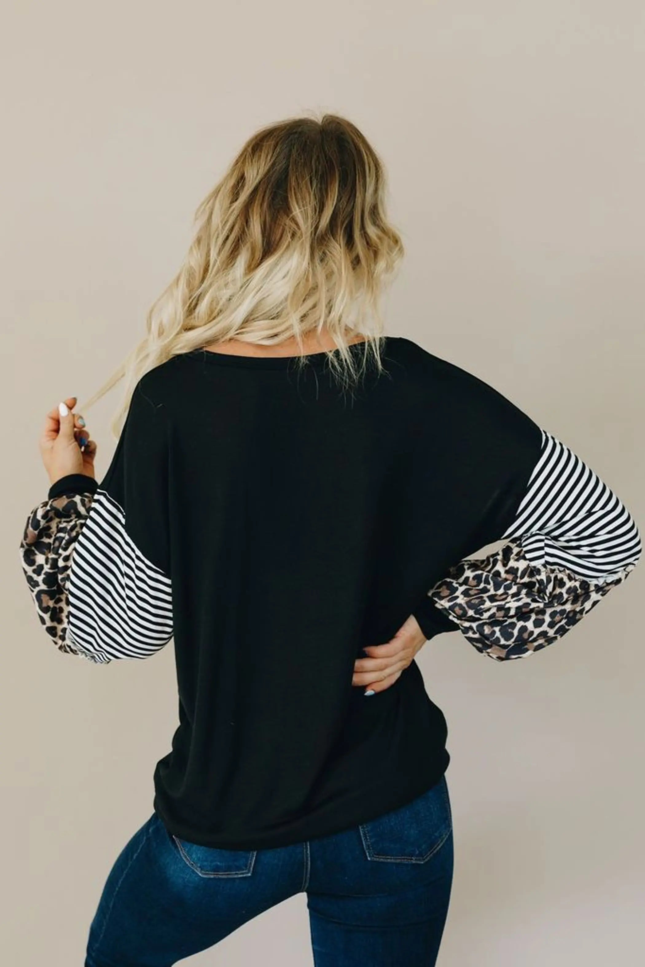 Rock Hard Leopard Stripe Top Stay Warm in Style
