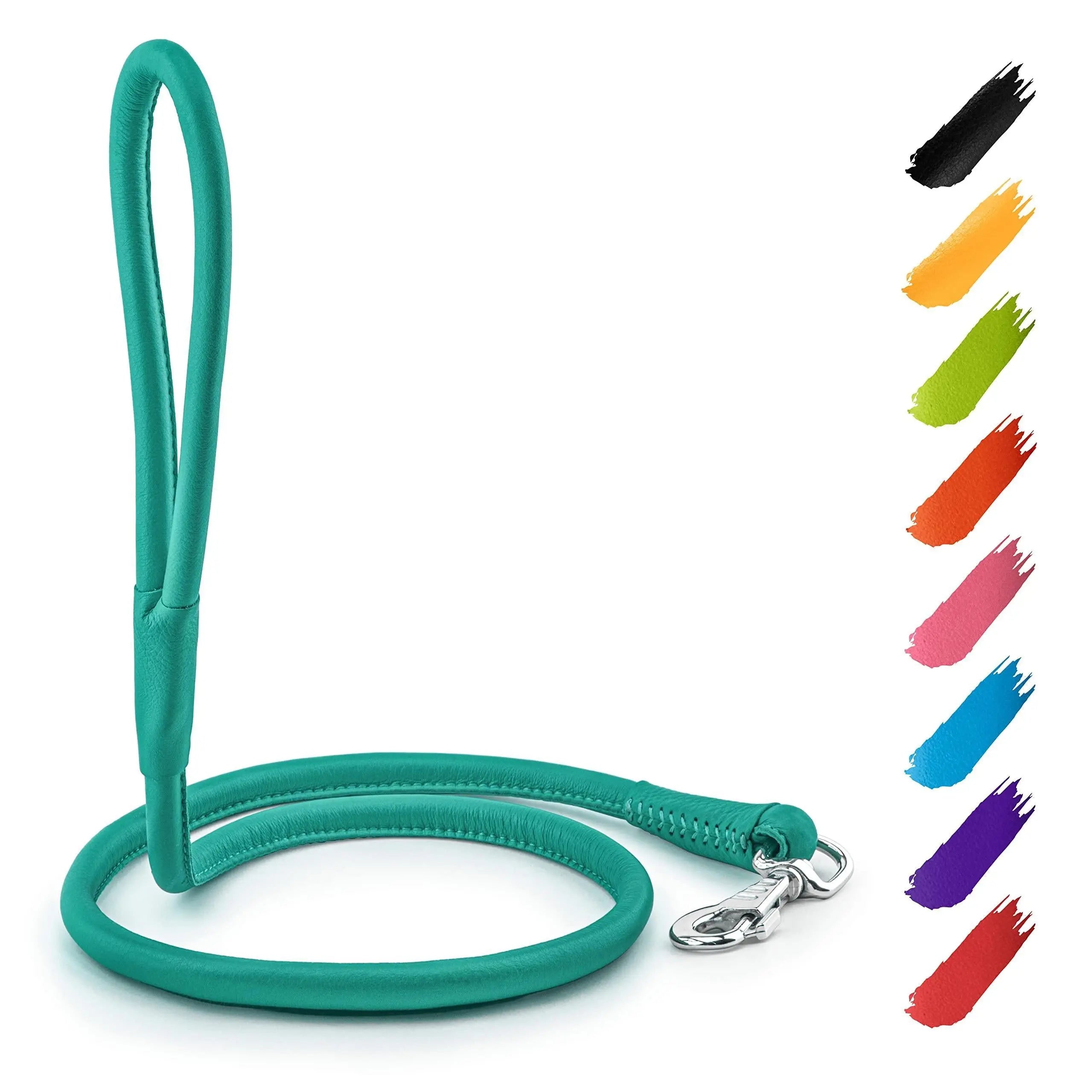 Rolled Leather Dog Leash 4Ft * 0.4 in for Small Medium and Large Dogs   Heavy Duty Leather Puppy Leash for Outdoor Walking Running Training   Strong Dog Leashes for Large Breed Dogs (Mint) Waudog