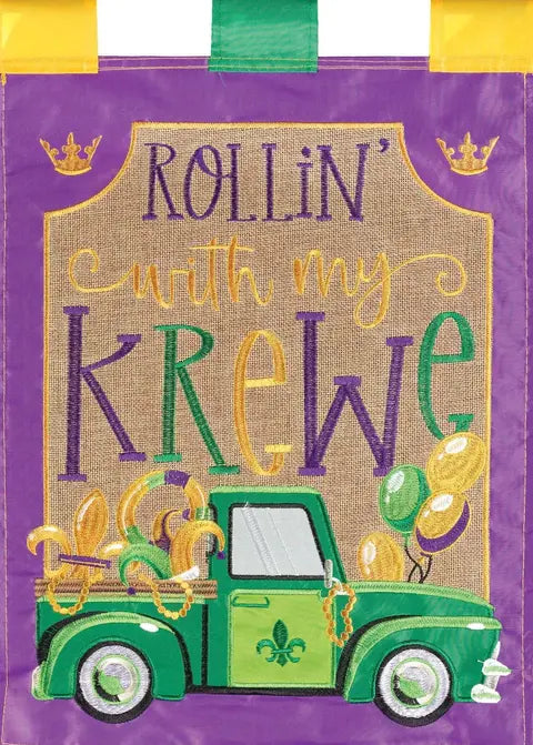 Rollin' With My Krewe Truck Burlap Dicksons Inc