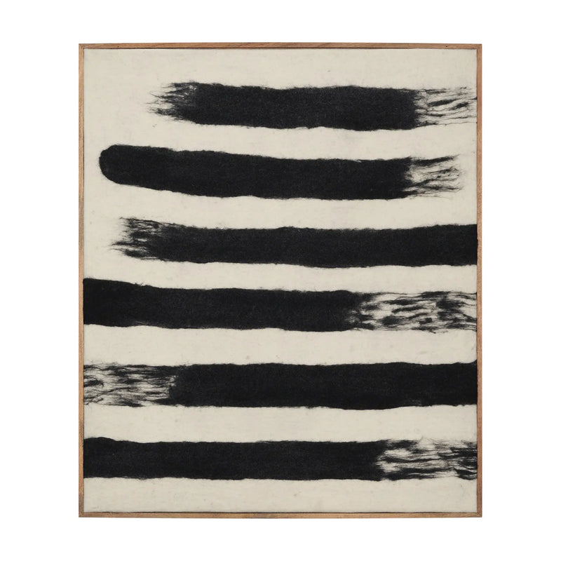 Rollins Large Cream w And Black Stripes Wool Framed Art Brown Framed Wall Art Homeroots Home Decor