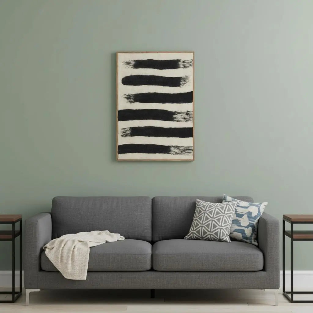 Rollins Small Cream w And Black Stripes Wool Framed Art Brown Framed Wall Art Homeroots Home Decor