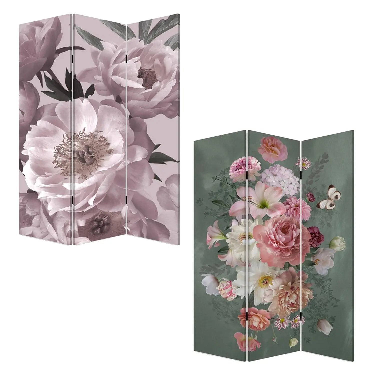 Romantic Floral Three Panel Room Divider Screen Homeroots Home Decor