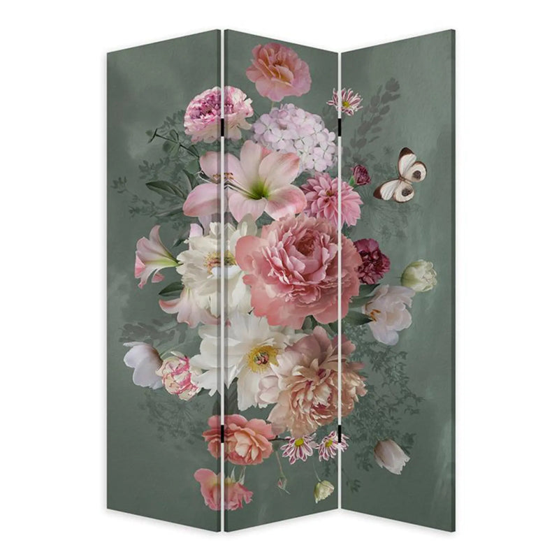Romantic Floral Three Panel Room Divider Screen Homeroots Home Decor