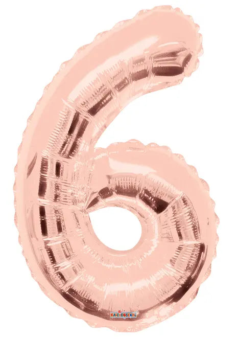 Rose Gold #6 Mylar Balloon Harnel