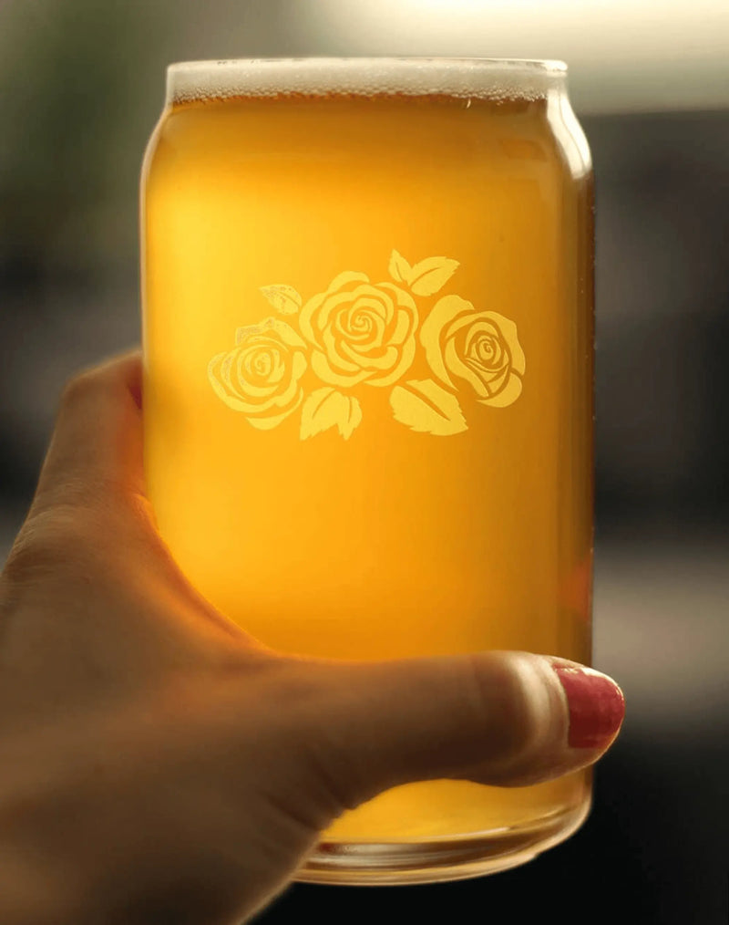 Roses Beer Can Pint Glass - Floral Gifts and Decor Bevvee