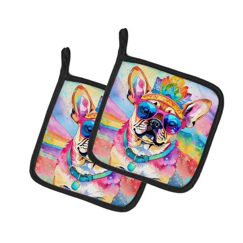 Rottweiler Hippie Dawg Pair of Pot Holders Caroline's Treasures