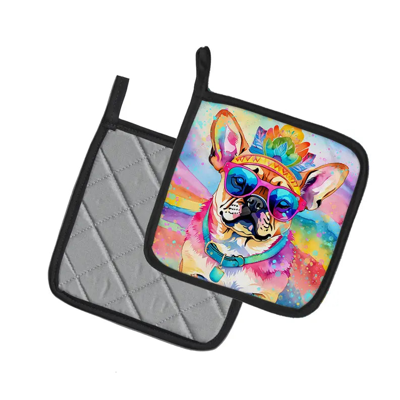 Rottweiler Hippie Dawg Pair of Pot Holders Caroline's Treasures