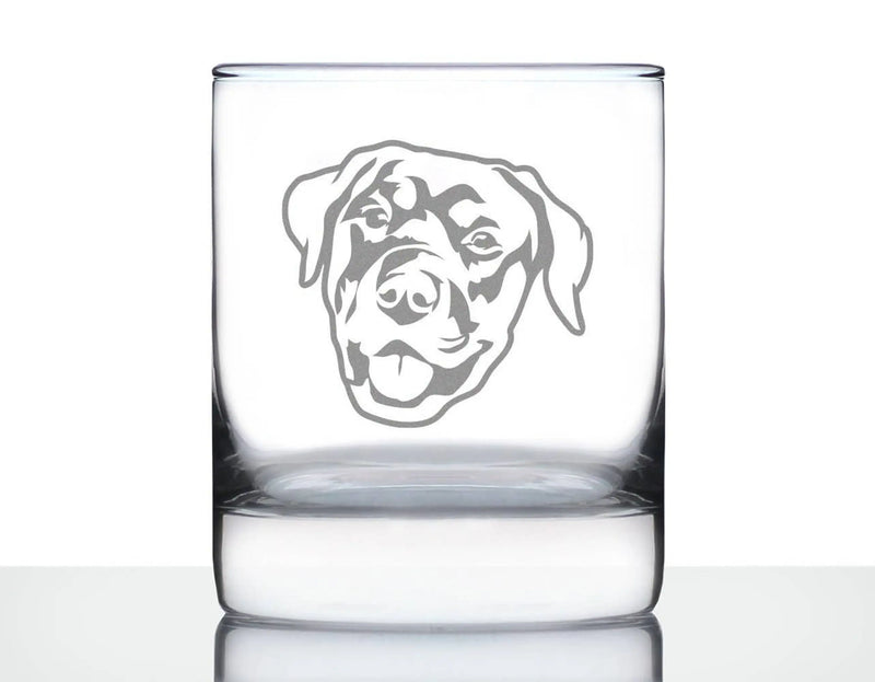 Rottweiler Whiskey Rocks Glass - Dog Gifts Bevvee