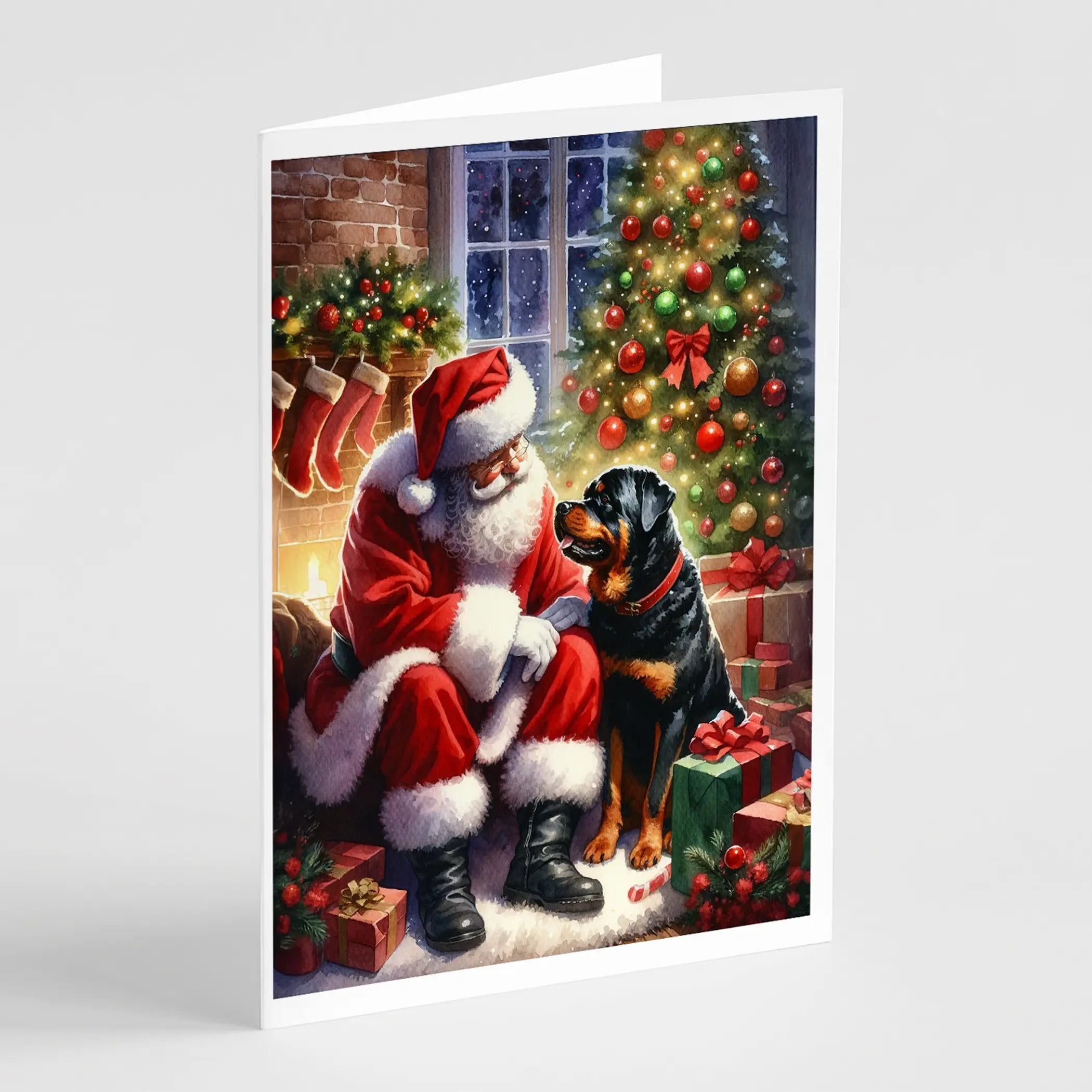 Rottweiler and Santa Claus Greeting Cards Pack of 8 Caroline's Treasures